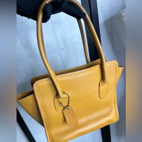 Rare Vintage Coach Retro Dinky Shopping Bag in Golden Yellow - - Picture 12 of 14